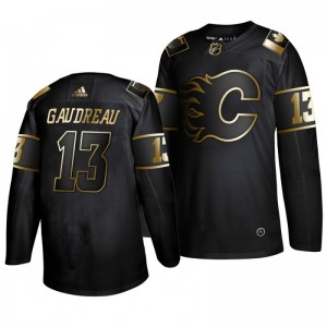 Flames Johnny Gaudreau Black Golden Edition Authentic Adidas Jersey - Sale
