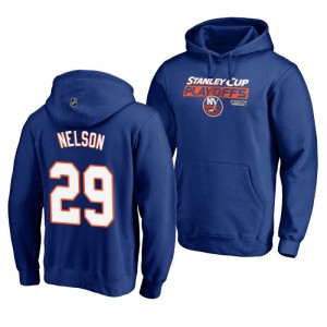 New York Islanders 2019 Stanley Cup Playoffs Brock Nelson Royal Bound Body Checking Pullover Hoodie
