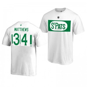 Toronto Maple Leafs Auston Matthews White 2019 St. Pats Authentic Stack Alternate T-Shirt - Sale