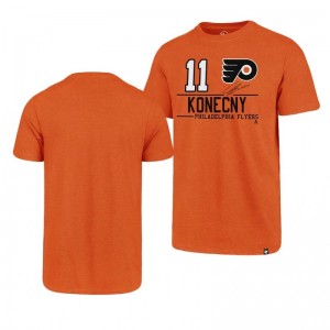 Travis Konecny Philadelphia Flyers Orange Club Player Name and Number T-Shirt - Sale