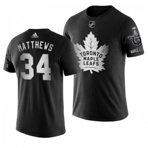 2019 Stanley Cup Playoffs Toronto Maple Leafs Auston Matthews Black Blocker Men's T-shirt - Sale