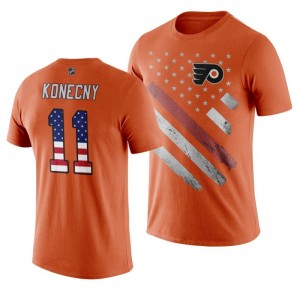 Travis Konecny Flyers Orange Independence Day T-Shirt - Sale
