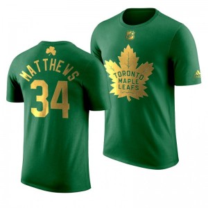 NHL Maple Leafs Auston Matthews 2020 St. Patrick's Day Golden Limited Green T-shirt - Sale