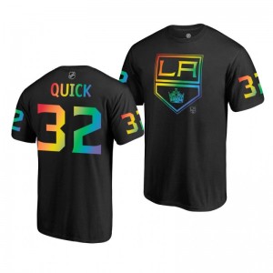Jonathan Quick Kings Black Rainbow Pride Name and Number T-Shirt - Sale