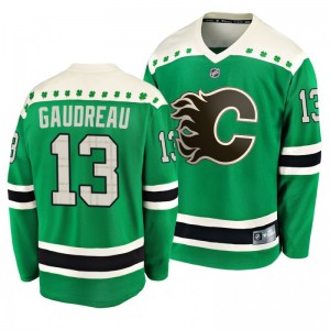 Flames Johnny Gaudreau 2020 St. Patrick's Day Replica Player Green Jersey - Sale