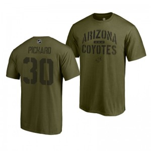 Camo Collection Arizona Coyotes Calvin Pickard Khaki Jungle Men's T-Shirt - Sale