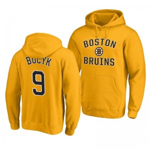 Bruins Johnny Bucyk Team Victory Arch Pullover Gold Hoodie - Sale