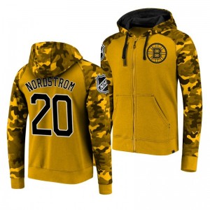 Bruins Joakim Nordstrom Full-Zip Yellow Camo Hoodie - Sale