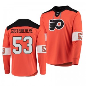 Shayne Gostisbehere Flyers Platinum Long Sleeve Orange Jersey T-Shirt - Sale