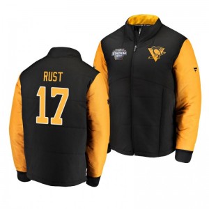Black Penguins Bryan Rust Authentic Pro Puffer NHL Stadium Series Jacket - Sale