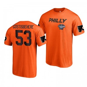 Flyers Shayne Gostisbehere 2019 NHL Stadium Series Name and Number Orange T-Shirt - Sale