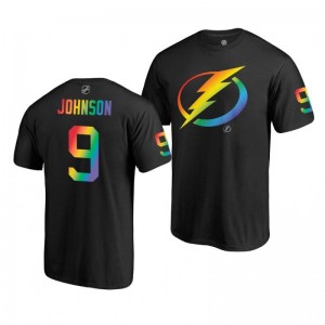 Tyler Johnson Lightning Name and Number LGBT Black Rainbow Pride T-Shirt - Sale