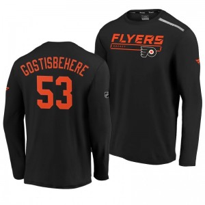 Flyers Shayne Gostisbehere 2020 Authentic Pro Clutch Long Sleeve Black T-Shirt - Sale