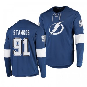 Steven Stamkos Lightning Platinum Long Sleeve Blue Jersey T-Shirt - Sale