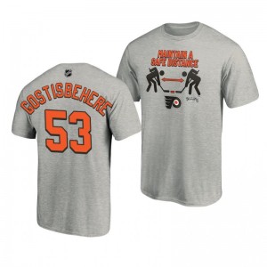 2020 Stanley Cup Playoffs Safe Distance Flyers Shayne Gostisbehere Heather Gray T-Shirt - Sale