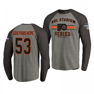 Flyers Shayne Gostisbehere 2019 NHL Stadium Series Coors Light Long Sleeve gray T-Shirt - Sale