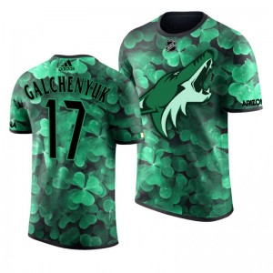 Coyotes Alex Galchenyuk St. Patrick's Day Green Lucky Shamrock Adidas T-shirt - Sale