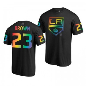 Dustin Brown Kings Black Rainbow Pride Name and Number T-Shirt - Sale
