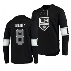 Kings Drew Doughty Black Adidas Platinum Long Sleeve Jersey T-Shirt - Sale