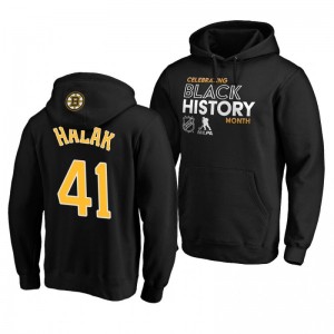 Bruins Jaroslav Halak 2020 Black History Month Pullover Black Hoodie - Sale