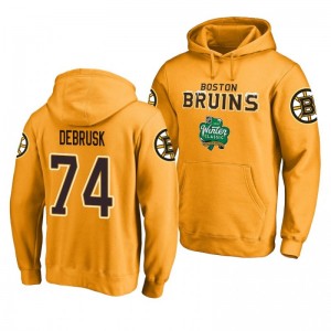 Boston Bruins 2019 Winter Classic Jake DeBrusk gold Alternate Logo Pullover Hoodie - Sale