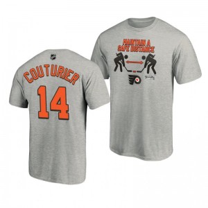 2020 Stanley Cup Playoffs Safe Distance Flyers Sean Couturier Heather Gray T-Shirt - Sale