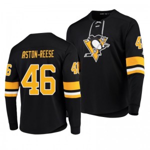 Penguins Zach Aston-Reese Black Adidas Platinum Long Sleeve Jersey T-Shirt - Sale
