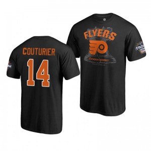 Flyers Sean Couturier 2019 NHL Stadium Series Coors Light Blue Line Black T-Shirt - Sale