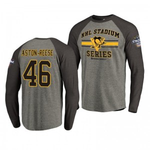 Penguins Zach Aston-Reese 2019 NHL Stadium Series Coors Light Vintage Raglan gray T-Shirt - Sale