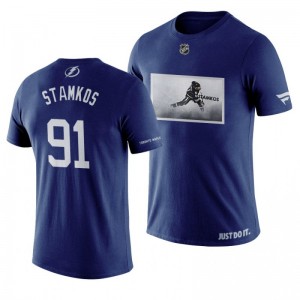 Steven Stamkos Lightning Blue Graphic Print Shooting T-Shirt - Sale