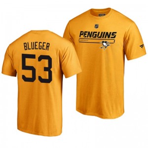 Pittsburgh Penguins Teddy Blueger Gold Rinkside Collection Prime Authentic Pro T-shirt - Sale