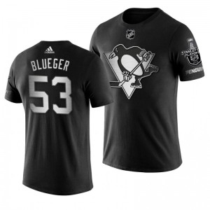 2019 Stanley Cup Playoffs Bound Pittsburgh Penguins Teddy Blueger Black Blocker Men's T-shirt - Sale