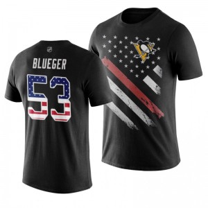 Teddy Blueger Penguins Black Independence Day T-Shirt - Sale