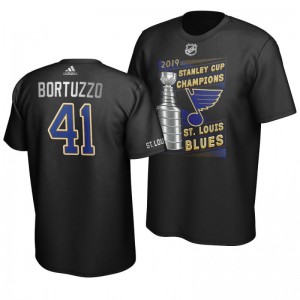 Robert Bortuzzo 2019 Stanley Cup Champions Blues Replica Trophy T-Shirt - Black - Sale