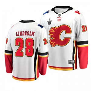 Flames Elias Lindholm 2019 Stanley Cup Playoffs Away Player Jersey White - Sale