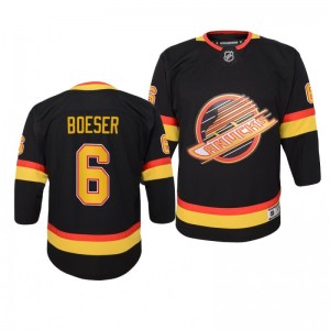 Brock Boeser Vancouver Canucks 2019-20 Flying Skate Premier Black Throwback Jersey - Youth - Sale
