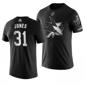 2019 Stanley Cup Playoffs Bound San Jose Sharks Martin Jones Black Blocker Men's T-shirt - Sale