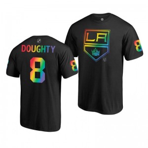 Drew Doughty Kings Black Rainbow Pride Name and Number T-Shirt - Sale