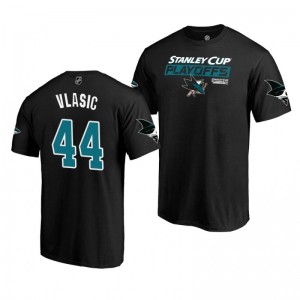 2019 Stanley Cup Playoffs San Jose Sharks Marc-Edouard Vlasic Black Bound Body Checking T-Shirt - Sale