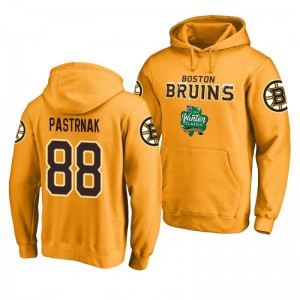 Boston Bruins 2019 Winter Classic David Pastrnak gold Fanatics Alternate Logo Hoodie - Sale