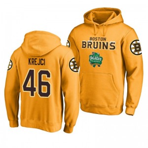 Boston Bruins 2019 Winter Classic David Krejci gold Alternate Logo Pullover Hoodie - Sale
