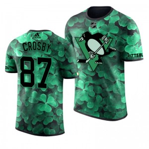Penguins Sidney Crosby St. Patrick's Day Green Lucky Shamrock Adidas T-shirt - Sale