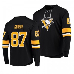 Penguins Sidney Crosby Black Platinum Long Sleeve Jersey T-Shirt - Sale