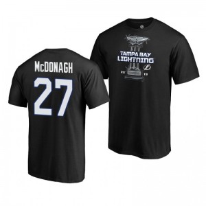 Lightning #27 Ryan McDonagh 2019 Presidents' Trophy Winners Backhand Score Player T-Shirt Black - Sale