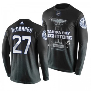 Lightning #27 Ryan McDonagh 2019 Presidents' Trophy Winners Backhand Score Long Sleeve T-shirt Black - Sale