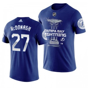 Lightning #27 Ryan McDonagh 2019 Presidents' Trophy Winners Backhand Score T-shirt Navy - Sale