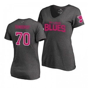 Mother's Day Pink Wordmark V-Neck Heather Gray T-Shirt St. Louis Blues Oskar Sundqvist - Sale