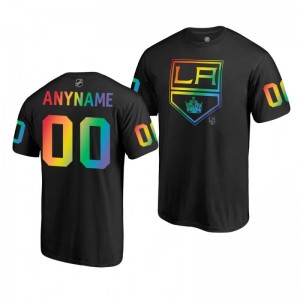Custom Kings Black Rainbow Pride Name and Number T-Shirt - Sale