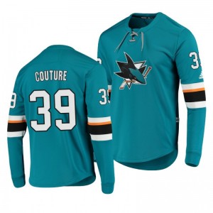 Sharks Logan Couture Teal Platinum Long Sleeve Jersey T-Shirt - Sale