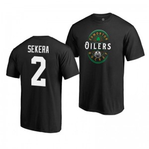 Edmonton Oilers Andrej Sekera 2019 St. Patrick's Day Forever Lucky Fanatics Black T-Shirt - Sale